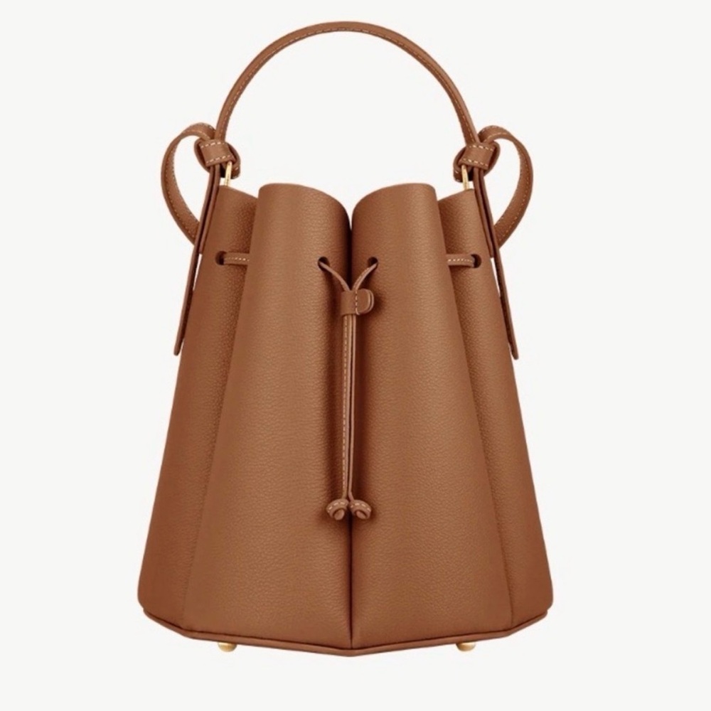 Polene Tan Leather Mini Bag with Gold Accents